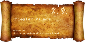 Kriegler Vilmos névjegykártya